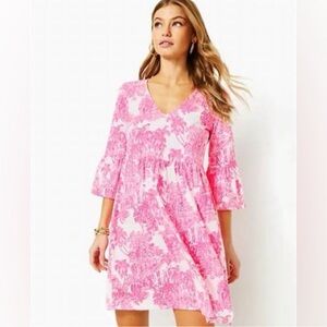 Lilly Pulitzer Pink and Cream Long Sleeve Dress